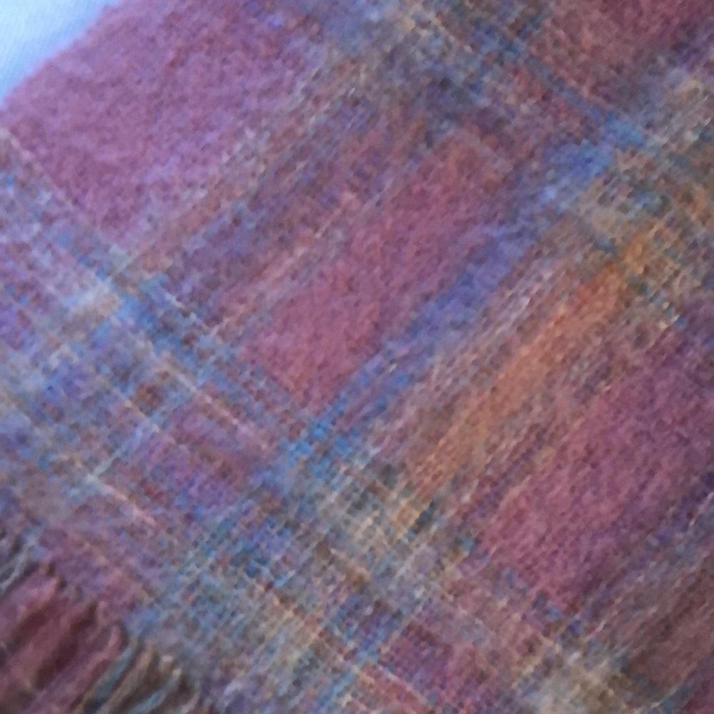 VTG Evelyn T Klein Mohair Wool Plaid Shawl Wrap Large Fringed Hand Woven - Picture 8 of 11